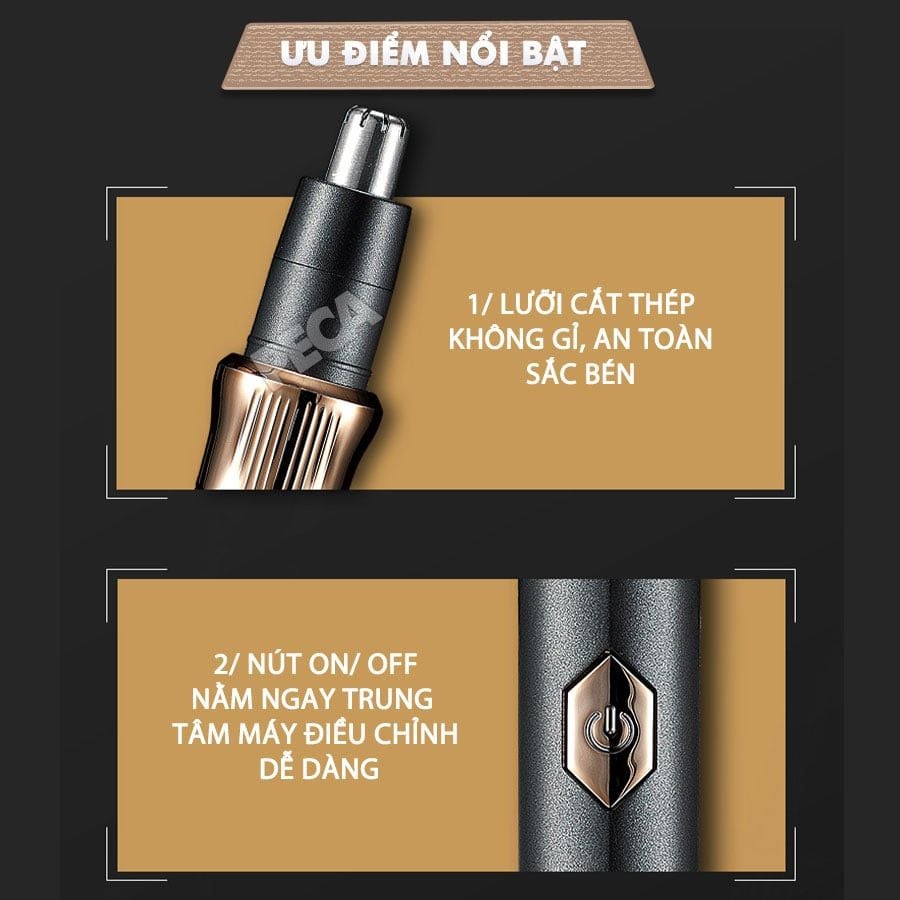 Máy tỉa lông mũi Kemei KM-323 dùng pin sạc USB tiện lợi - Hàng chính hãng