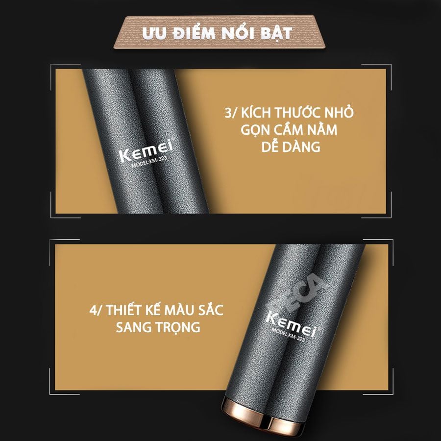 Máy tỉa lông mũi Kemei KM-323 dùng pin sạc USB tiện lợi - Hàng chính hãng