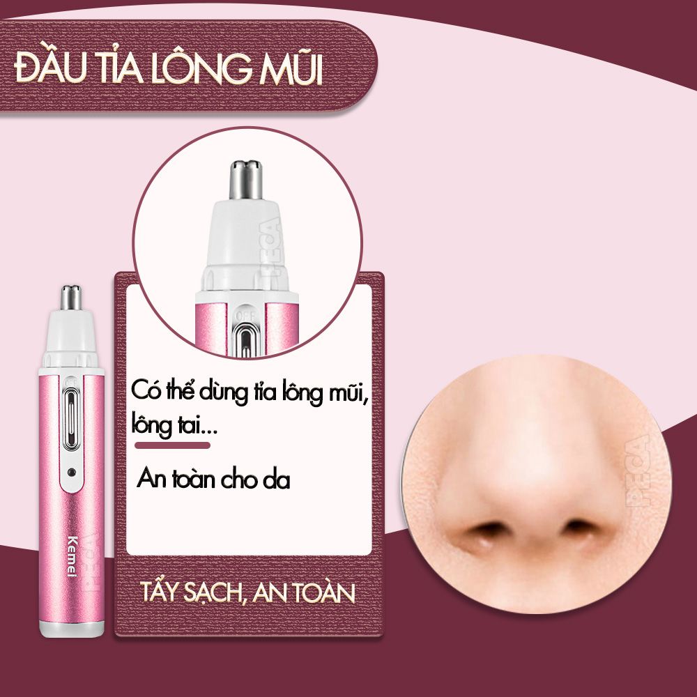 Máy tẩy lông 4in1 đa năng mini Kemei KM-6637 chuyên dùng cạo lông toàn thân sử dụng pin sạc tiện lợi - Hàng chính hãng