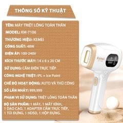 Máy triệt lông toàn thân Kemei KM-7106 công nghệ triệt lạnh IPL thế hệ mới an toàn - Chính hãng
