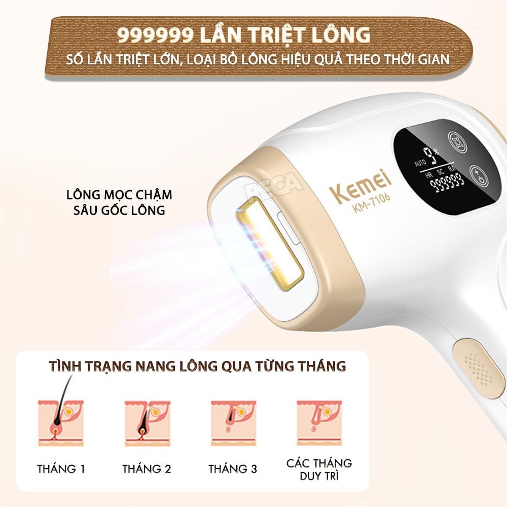 Máy triệt lông toàn thân Kemei KM-7106 công nghệ triệt lạnh IPL thế hệ mới an toàn - Chính hãng