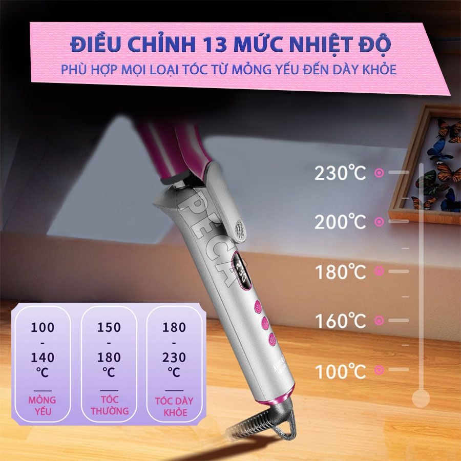 Máy uốn tóc cao cấp Kemei KM-2303 điều 13 mức nhiệt chỉnh nhiệt độ phù hợp với mọi loại tóc công suất mạnh mẽ- Chính hãng