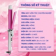 Máy uốn tóc cao cấp Kemei KM-2303 điều 13 mức nhiệt chỉnh nhiệt độ phù hợp với mọi loại tóc công suất mạnh mẽ- Chính hãng