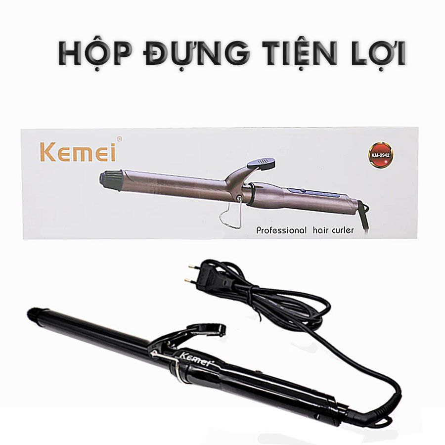 Máy uốn tóc Kemei KM-9942 điều chỉnh 4 mức nhiệt độ dây điện xoay 360 độ phù hợp sử dụng mọi loại tóc