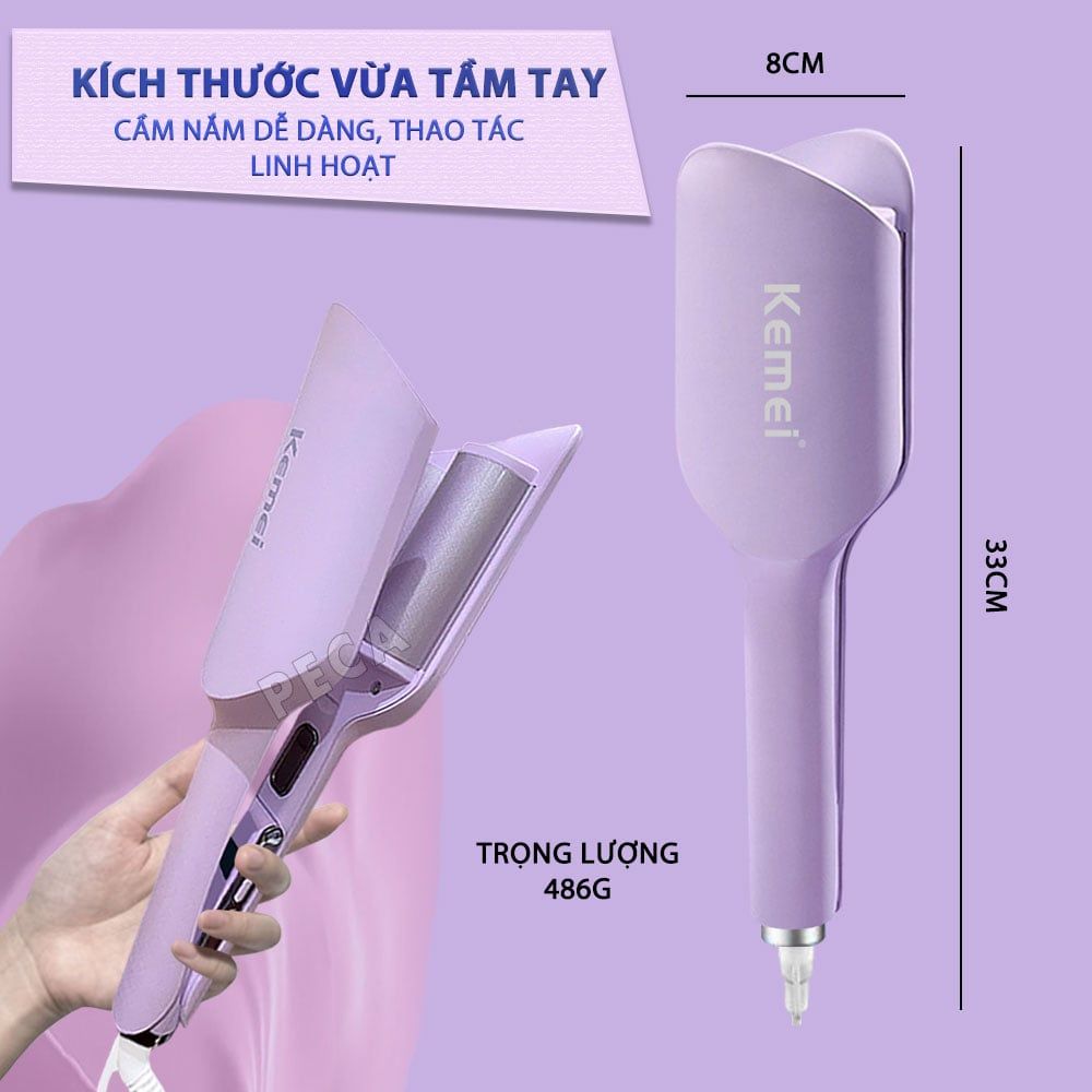 Máy uốn tóc sóng Kemei KM-3119 ion âm điều chỉnh 6 mức nhiệt độ phù hợp với mọi loại tóc - Chính hãng