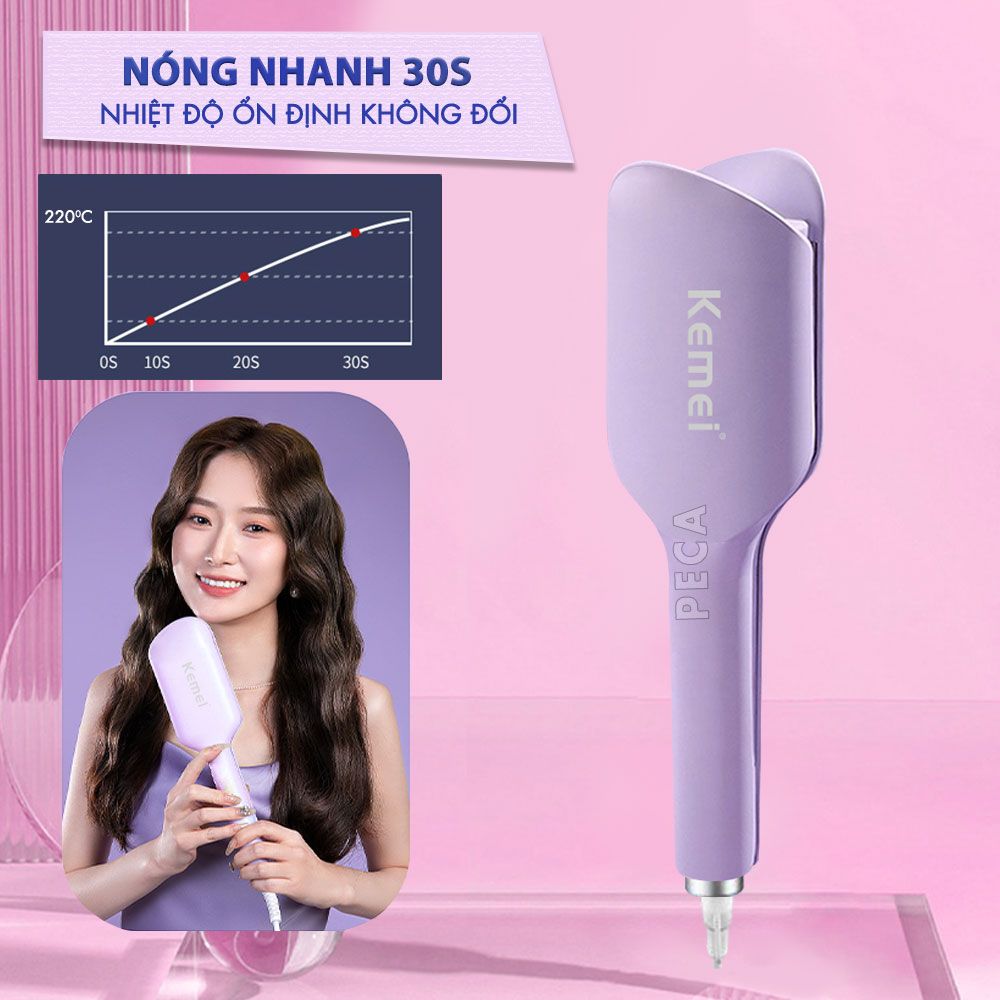 Máy uốn tóc sóng Kemei KM-3119 ion âm điều chỉnh 6 mức nhiệt độ phù hợp với mọi loại tóc - Chính hãng