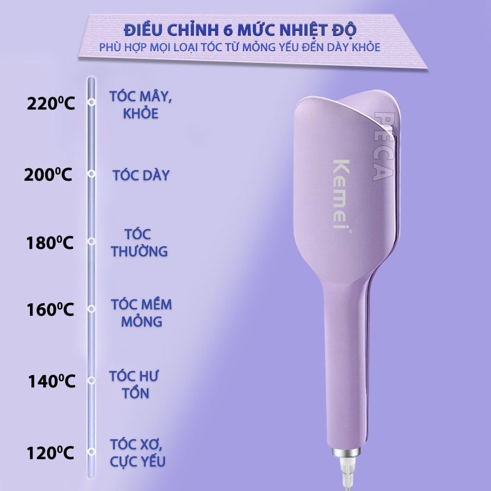 Máy uốn tóc sóng Kemei KM-3119 ion âm điều chỉnh 6 mức nhiệt độ phù hợp với mọi loại tóc - Chính hãng