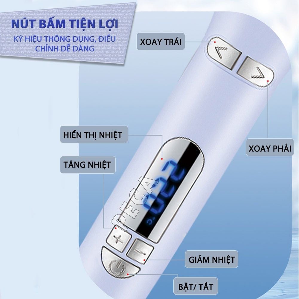 Máy uốn tóc xoay tự động Kemei KM-2063 điều chỉnh 12 mức nhiệt độ phù hợp với mọi loại tóc - Chính hãng