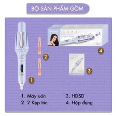 Máy uốn tóc xoay tự động Kemei KM-2063 điều chỉnh 12 mức nhiệt độ phù hợp với mọi loại tóc - Chính hãng