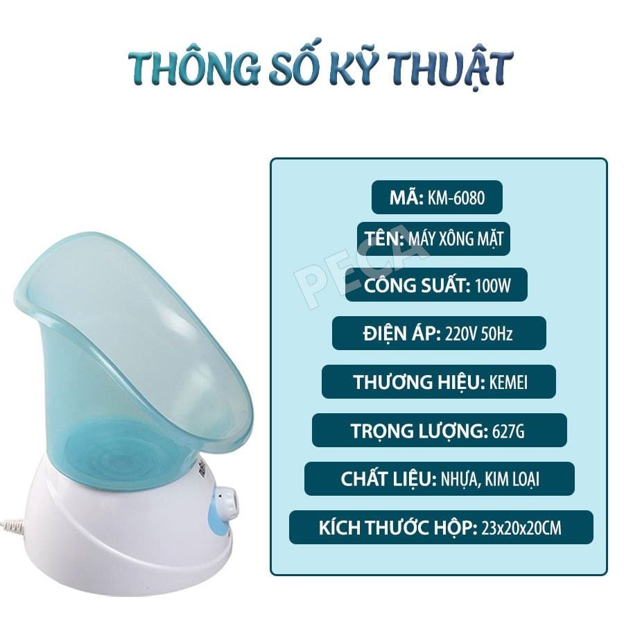 Máy xông mặt hơi nước Kemei KM-6080 điều chỉnh 2 mức nhiệt độ phù hợp với mọi loại da