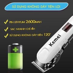 Tông đơ cắt tóc không dây KEMEI KM-809A chuyên nghiệp màn hình LCD hiển thị pin, cắt được lông cho thú cưng, chó, mèo