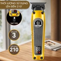 Tông đơ chấn viền Kemei KM-1855 lưỡi cắt mạ carbon DLC cao cấp có động cơ không chổi than tăng hiệu suất màn hình LCD hiển thị công suất 8W hàng chính hãng