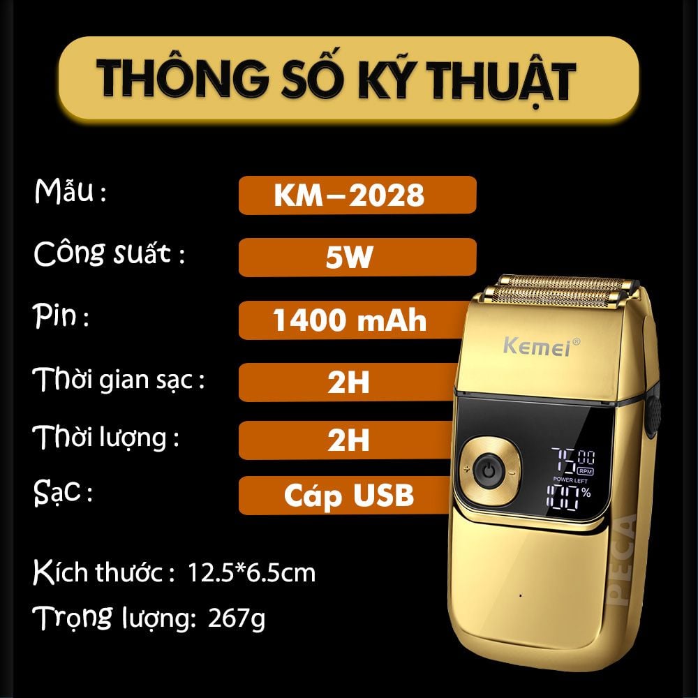 Máy cạo râu Kemei KM-2028 màn hình LCD thông minh 3 tốc độ cắt- có thể fade tóc - phân phối chính hãng