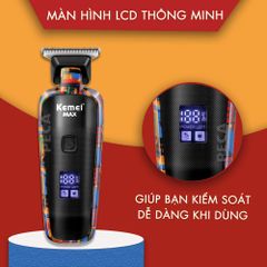 Tông đơ chấn viền Kemei KM-MAX5090 màn hình LCD hiển thị chuyên nghiệp sạc nhanh USB kèm theo 6 cữ lược tiện lợi cắt tóc - Hàng chính hãng