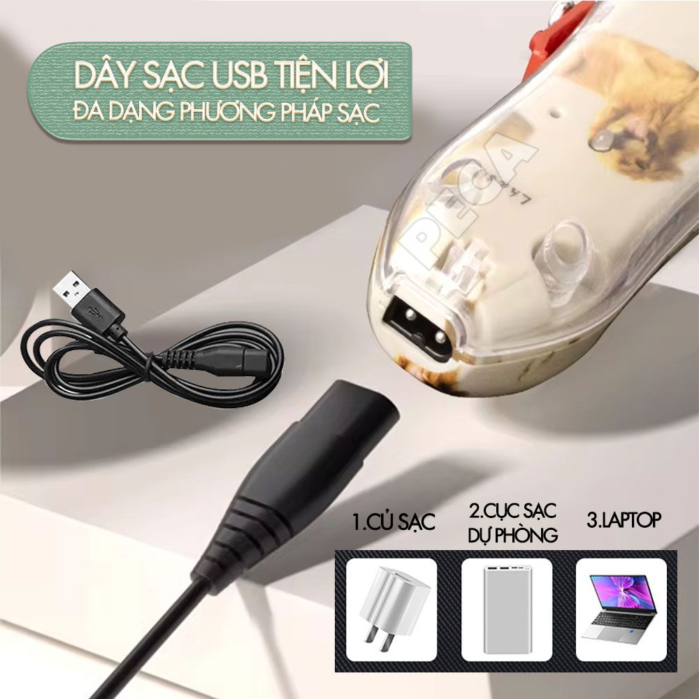 Tông đơ cắt lông thú cưng Kemei KM-CW2100 sử dụng không dây có thể cắt cho chó, mèo...công suất mạnh 5W - Chính hãng
