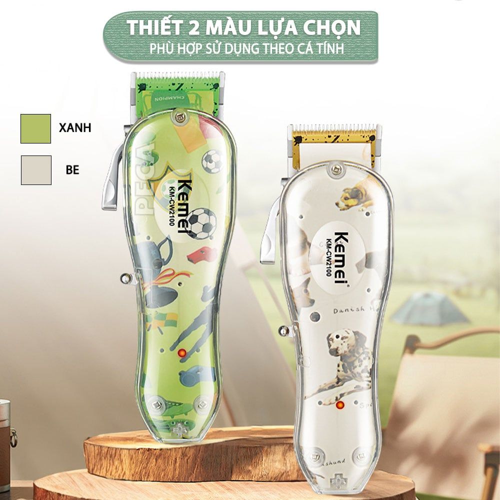 Tông đơ cắt lông thú cưng Kemei KM-CW2100 sử dụng không dây có thể cắt cho chó, mèo...công suất mạnh 5W - Chính hãng