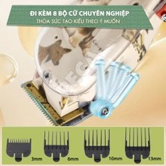 Tông đơ cắt lông thú cưng Kemei KM-CW2100 sử dụng không dây có thể cắt cho chó, mèo...công suất mạnh 5W - Chính hãng