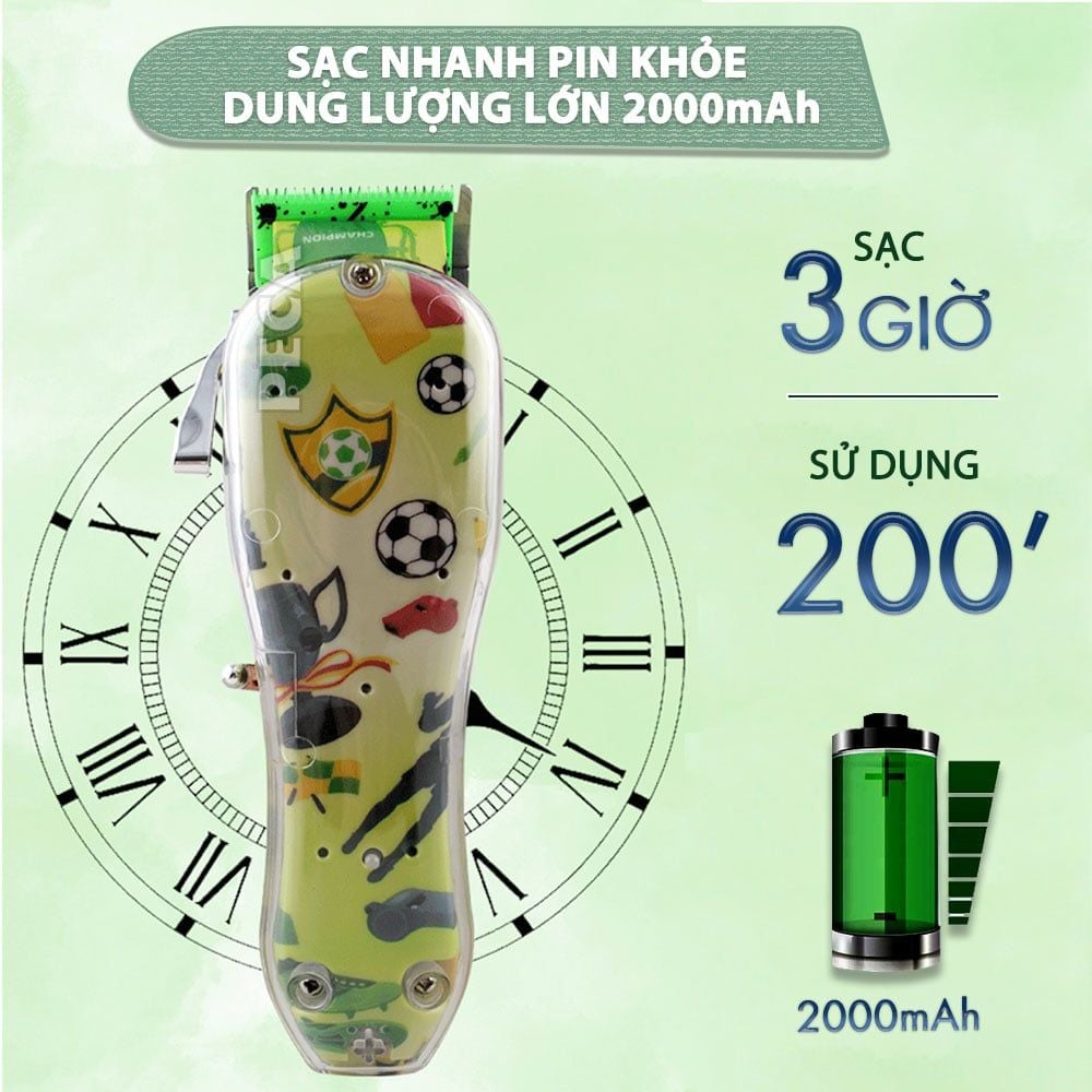 Tông đơ cắt lông thú cưng Kemei KM-CW2100 sử dụng không dây có thể cắt cho chó, mèo...công suất mạnh 5W - Chính hãng