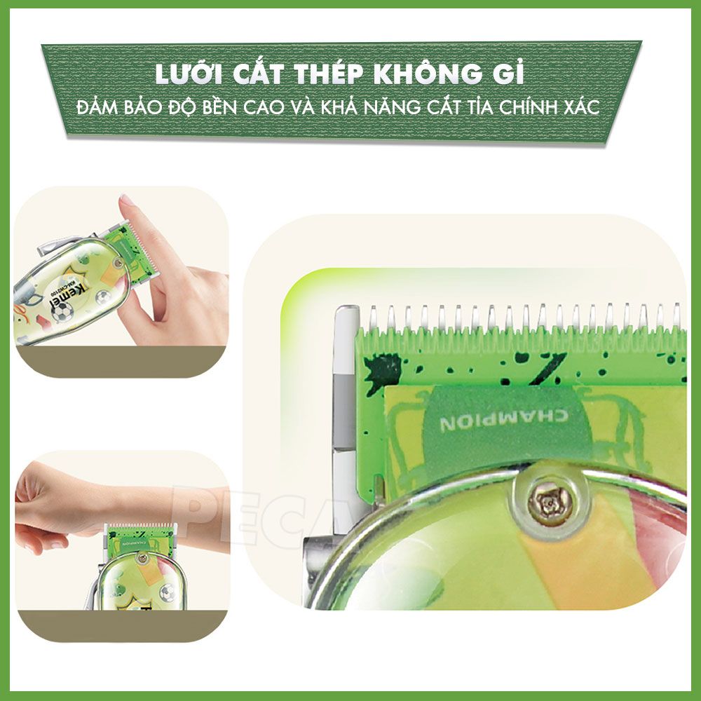 Tông đơ cắt lông thú cưng Kemei KM-CW2100 sử dụng không dây có thể cắt cho chó, mèo...công suất mạnh 5W - Chính hãng