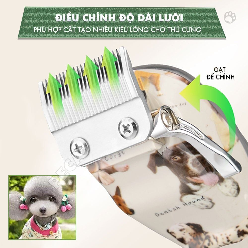 Tông đơ cắt lông thú cưng Kemei KM-CW2100 sử dụng không dây có thể cắt cho chó, mèo...công suất mạnh 5W - Chính hãng