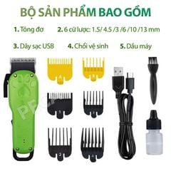 Tông đơ cắt lông thú cưng Kemei KM-CW10 không dây chuyên nghiệp công suất mạnh 5W sạc nhanh USB tiện lợi - Hàng chính hãng