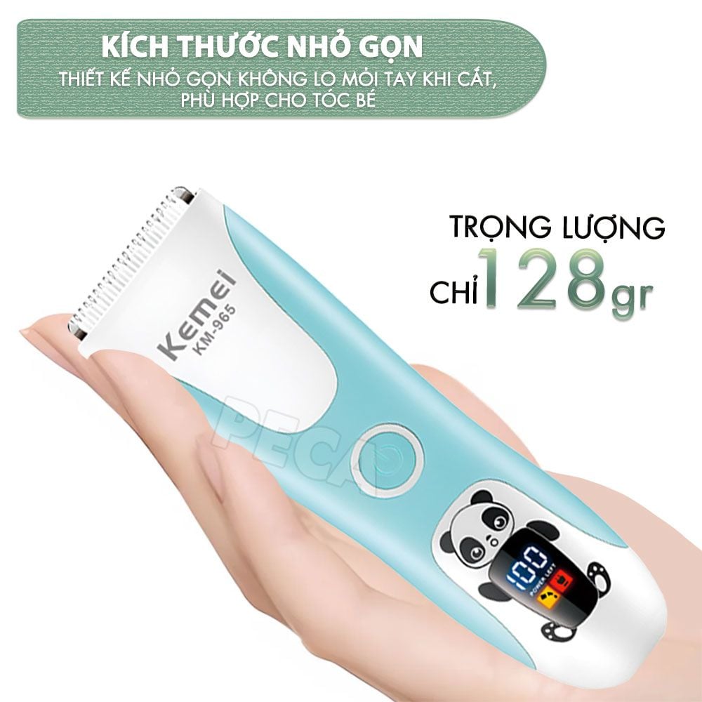 Tông đơ cắt tóc trẻ em Kemei KM-965 có thể cắt tóc, chấn viền cạo tóc dùng được cho trẻ sơ sinh - Bảo hành chính hãng 12 tháng