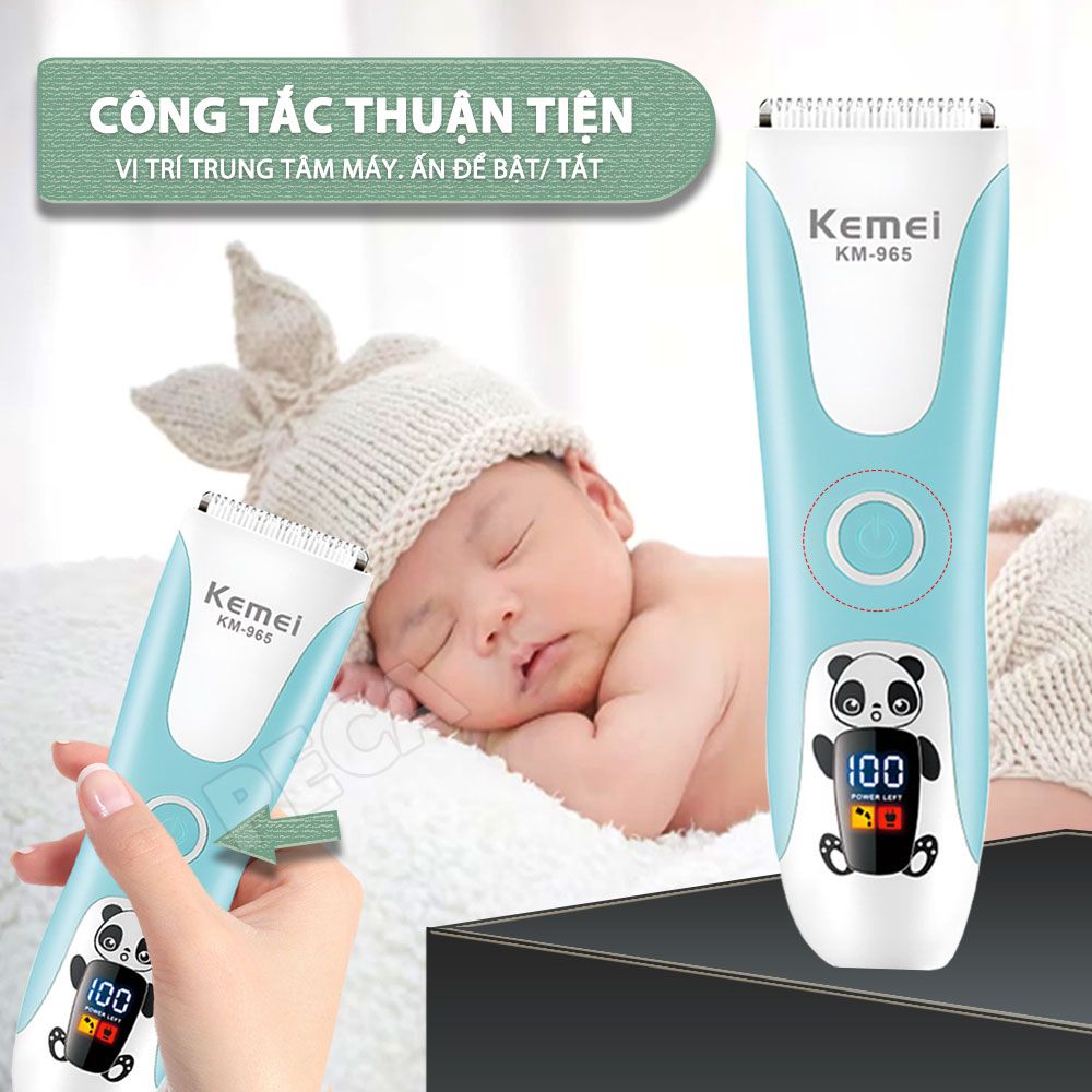 Tông đơ cắt tóc trẻ em Kemei KM-965 có thể cắt tóc, chấn viền cạo tóc dùng được cho trẻ sơ sinh - Bảo hành chính hãng 12 tháng
