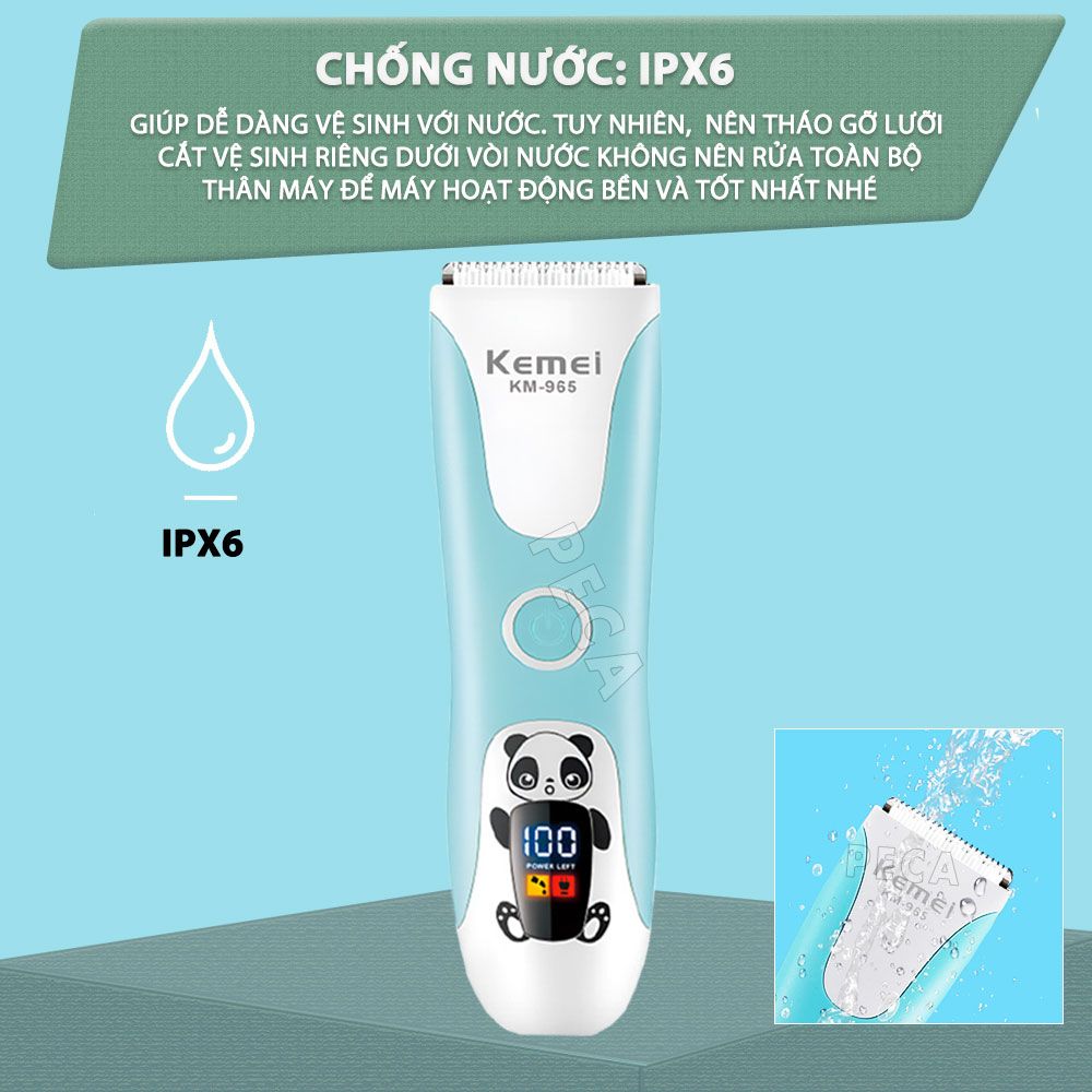 Tông đơ cắt tóc trẻ em Kemei KM-965 có thể cắt tóc, chấn viền cạo tóc dùng được cho trẻ sơ sinh - Bảo hành chính hãng 12 tháng