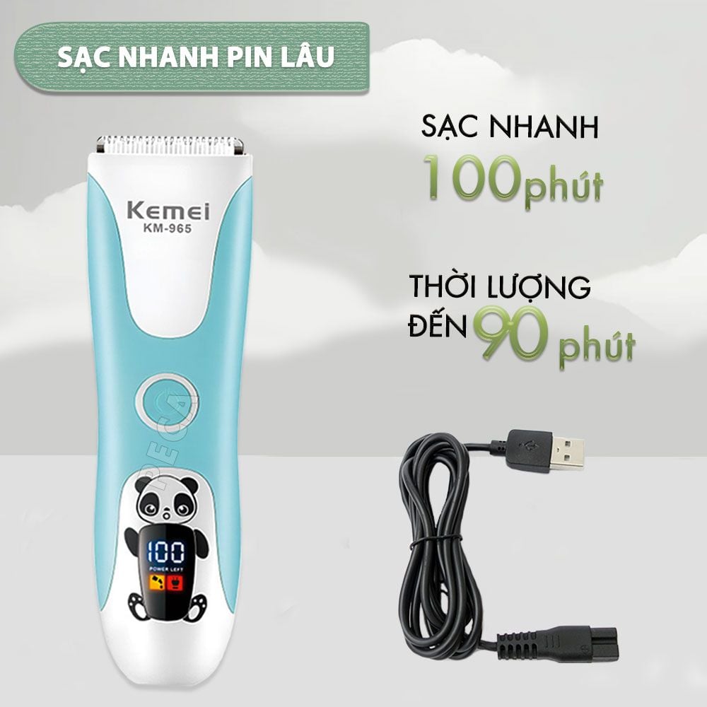 Tông đơ cắt tóc trẻ em Kemei KM-965 có thể cắt tóc, chấn viền cạo tóc dùng được cho trẻ sơ sinh - Bảo hành chính hãng 12 tháng