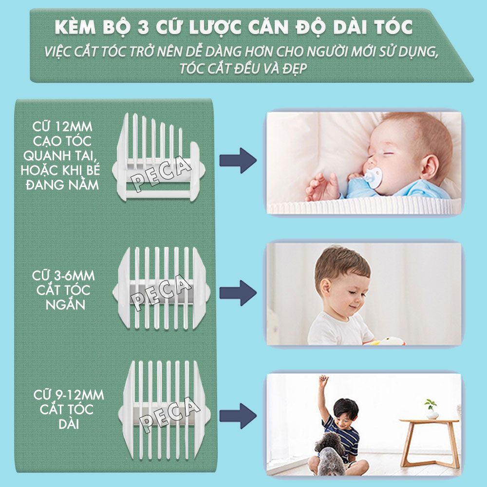 Tông đơ cắt tóc trẻ em Kemei KM-965 có thể cắt tóc, chấn viền cạo tóc dùng được cho trẻ sơ sinh - Bảo hành chính hãng 12 tháng