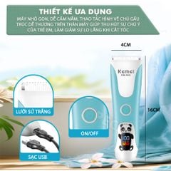 Tông đơ cắt tóc trẻ em Kemei KM-965 có thể cắt tóc, chấn viền cạo tóc dùng được cho trẻ sơ sinh - Bảo hành chính hãng 12 tháng