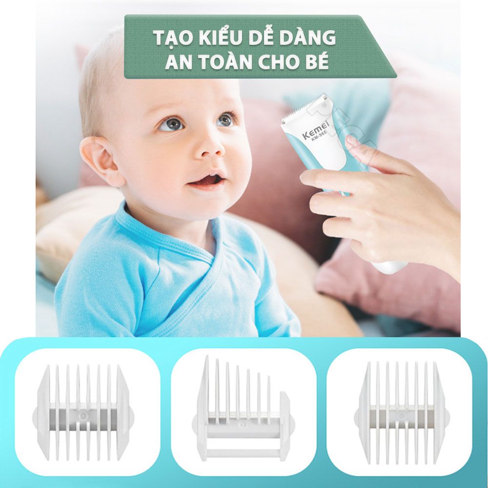 Tông đơ cắt tóc trẻ em Kemei KM-965 có thể cắt tóc, chấn viền cạo tóc dùng được cho trẻ sơ sinh - Bảo hành chính hãng 12 tháng