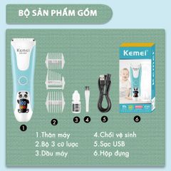 Tông đơ cắt tóc trẻ em Kemei KM-965 có thể cắt tóc, chấn viền cạo tóc dùng được cho trẻ sơ sinh - Bảo hành chính hãng 12 tháng