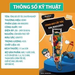 Tông đơ cắt tóc cắm điện trực tiếp KEMEI KM-MAX2093 chuyên nghiệp công suất mạnh 10W