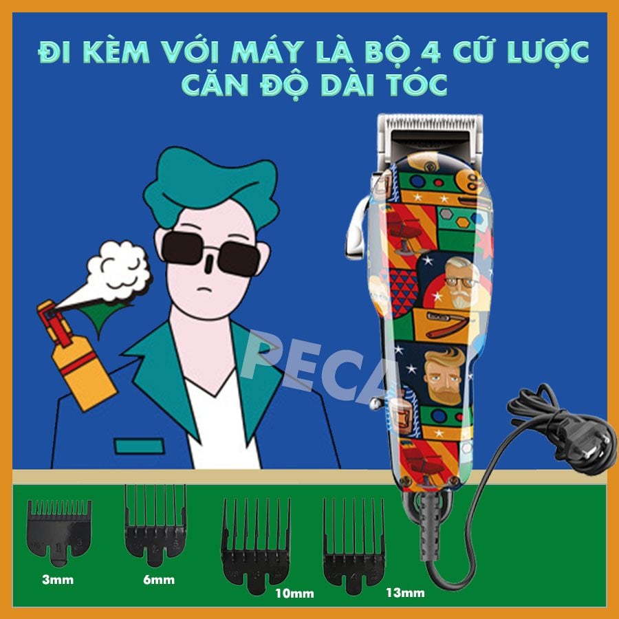 Tông đơ cắt tóc cắm điện trực tiếp KEMEI KM-MAX2093 chuyên nghiệp công suất mạnh 10W