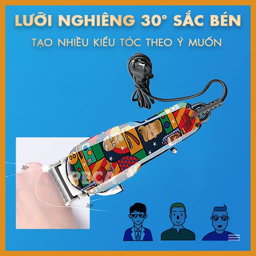 Tông đơ cắt tóc cắm điện trực tiếp KEMEI KM-MAX2093 chuyên nghiệp công suất mạnh 10W