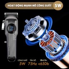 Tông đơ cắt tóc chuyên nghiệp Kemei KM-1551 công suất mạnh 5W màn hình LCD sạc nhanh USB type C tiện lợi - Chính hãng