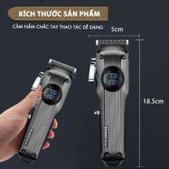 Tông đơ cắt tóc chuyên nghiệp Kemei KM-1551 công suất mạnh 5W màn hình LCD sạc nhanh USB type C tiện lợi - Chính hãng