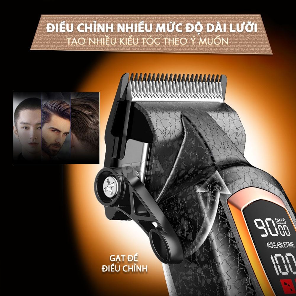 Tông đơ cắt tóc chuyên nghiệp Kemei KM-1686 lưỡi cắt mạ carbon công suất mạnh 5W tốc độ hoạt động lên đến 9000RPM- Hàng chính hãng