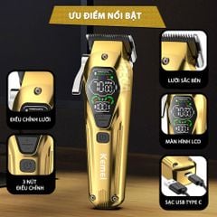 Tông đơ cắt tóc chuyên nghiệp Kemei KM-1698 lưỡi cắt mạ carbon DLC cao cấp công suất siêu mạnh 10W - Chính hãng