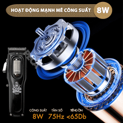 Tông đơ cắt tóc chuyên nghiệp Kemei KM-1727 công suất mạnh 8W màn hình LCD sạc nhanh USB tiện lợi - Chính hãng