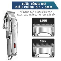 Tông đơ cắt tóc chuyên nghiệp màn hình LCD KEMEI KM-1996 hợp kim nhôm hàng không cao cấp lưỡi thép không gỉ pin trâu 3