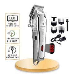 Tông đơ cắt tóc chuyên nghiệp màn hình LCD KEMEI KM-1996 hợp kim nhôm hàng không cao cấp lưỡi thép không gỉ pin trâu