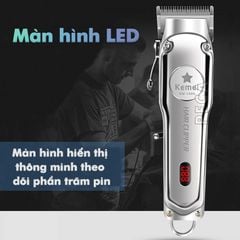 Tông đơ cắt tóc chuyên nghiệp màn hình LCD KEMEI KM-1996 hợp kim nhôm hàng không cao cấp lưỡi thép không gỉ pin trâu