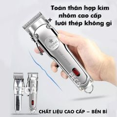 Tông đơ cắt tóc chuyên nghiệp màn hình LCD KEMEI KM-1996 hợp kim nhôm hàng không cao cấp lưỡi thép không gỉ pin trâu