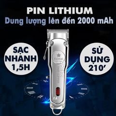 Tông đơ cắt tóc chuyên nghiệp màn hình LCD KEMEI KM-1996 hợp kim nhôm hàng không cao cấp lưỡi thép không gỉ pin trâu