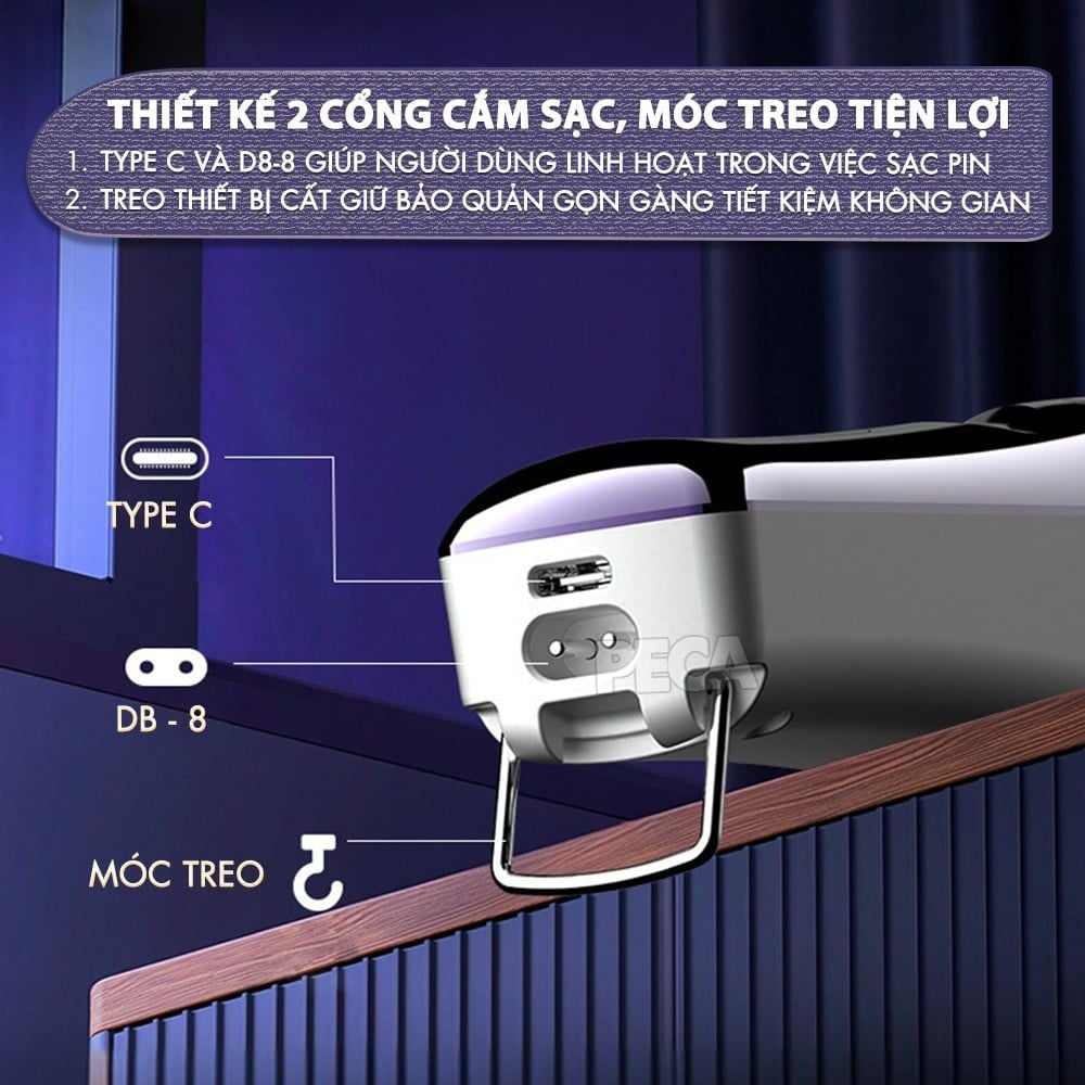 Tông đơ cắt tóc chuyên nghiệp Kemei KM-2335 công suất siêu mạnh 7,5W màn hình LCD sạc nhanh USB type C tiện lợi - Chính hãng