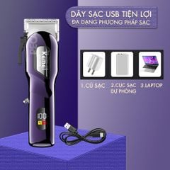 Tông đơ cắt tóc chuyên nghiệp Kemei KM-2335 công suất siêu mạnh 7,5W màn hình LCD sạc nhanh USB type C tiện lợi - Chính hãng