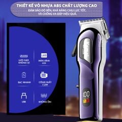 Tông đơ cắt tóc chuyên nghiệp Kemei KM-2335 công suất siêu mạnh 7,5W màn hình LCD sạc nhanh USB type C tiện lợi - Chính hãng