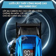Tông đơ cắt tóc chuyên nghiệp Kemei KM-2796 lưỡi cắt mạ carbon DLC cao cấp có động cơ không chổi than màn hình LCD hiển thị công suất 10W - Tặng kèm lưỡi thay - Chính hãng